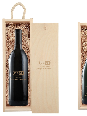 Laser-Engraved Wood Box w/Custom Etched Wine Bottle